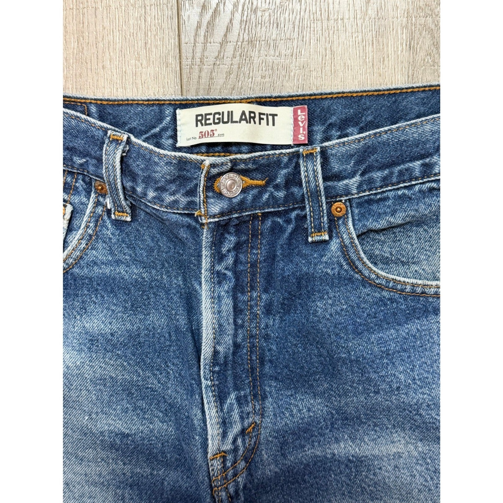 Levis 505 Regular Fit Mens Blue Denim Jeans 34×29 Medium Wash Straight Leg