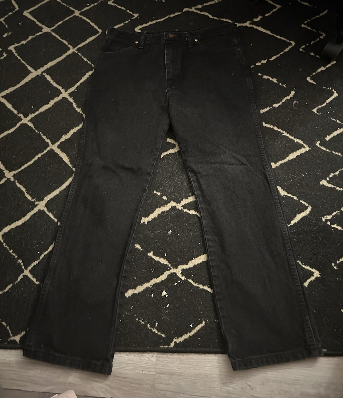Wrangler Cowboy Cut Men’s Black Dark Wash Straight Leg Jeans Regular Fit Zip