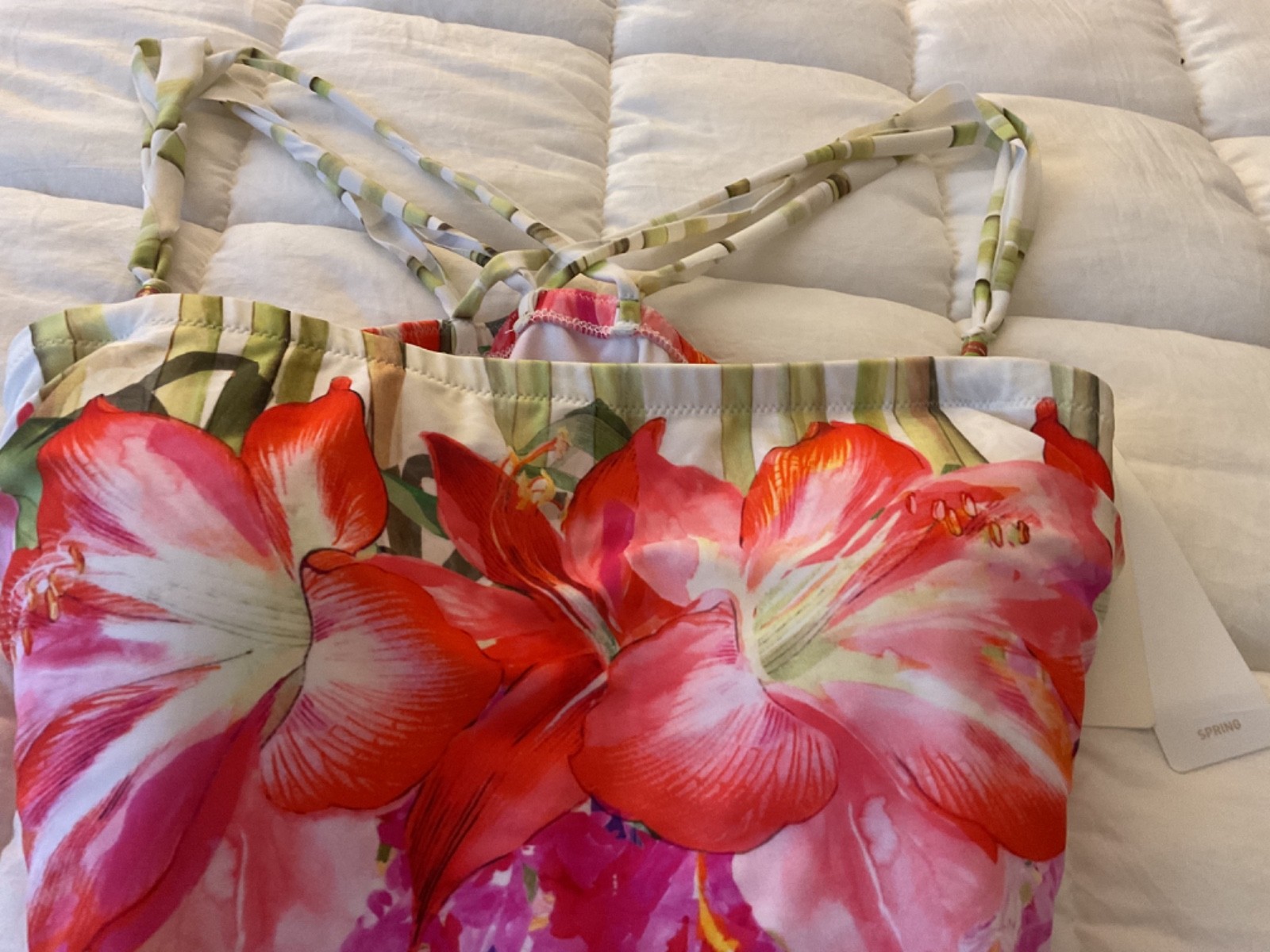 New Gottex Flower Bandeau One Piece Bathing Suit Detachable Straps Sz 14 NWT