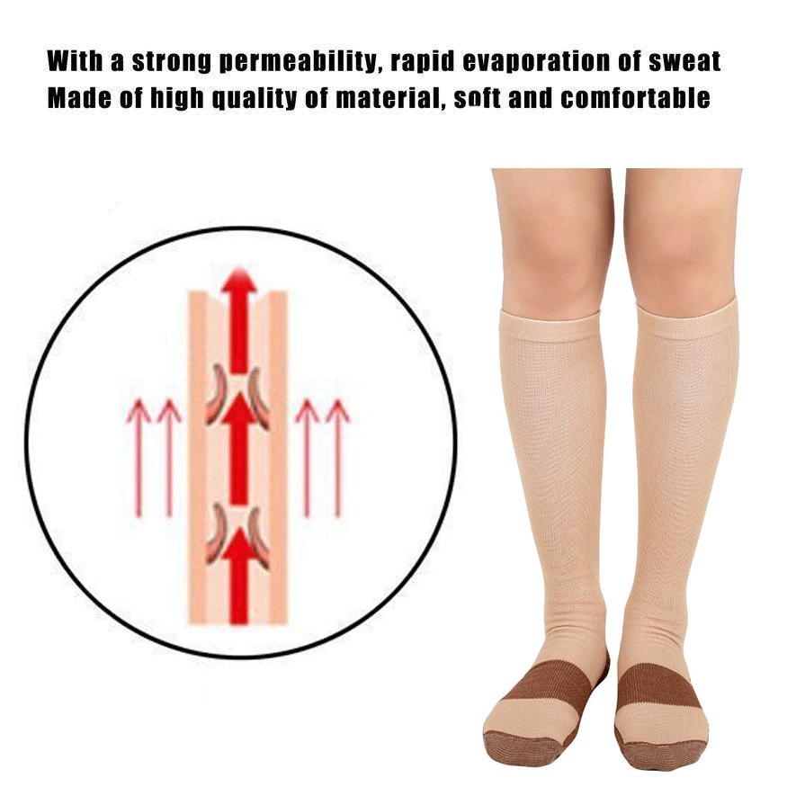 5 Pairs Copper Compression Socks 20-30mmHg Graduated Support Mens Womens S/M-XXL