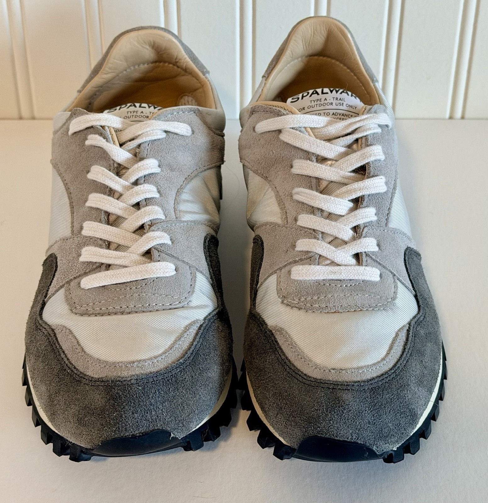 SPALWART Marathon Trail Suede Leather Sneakers Gray White Women Size 7 $300 NIB