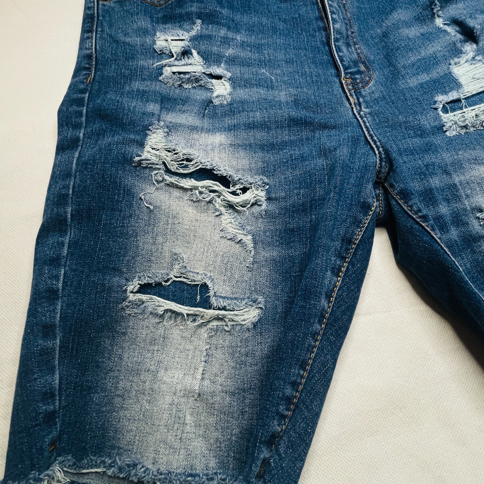 Nova Men Fashion Nova Shorts Mens 36 Medium Wash Distressed Shredded Streetwear