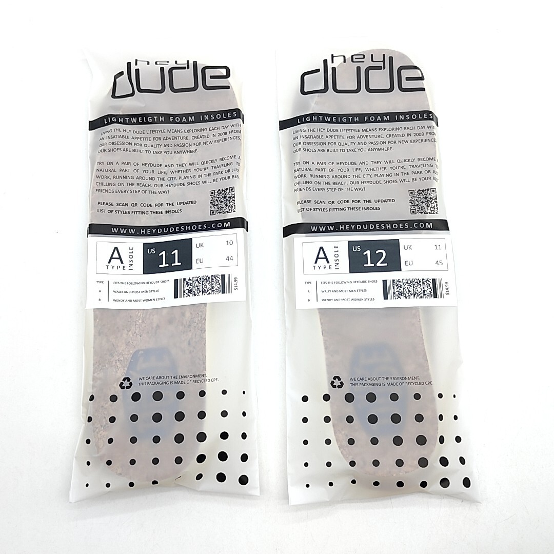 Hey Dude Cork Style Cushion Shoe Inserts Men’ Replacement Standard/Wide Insoles