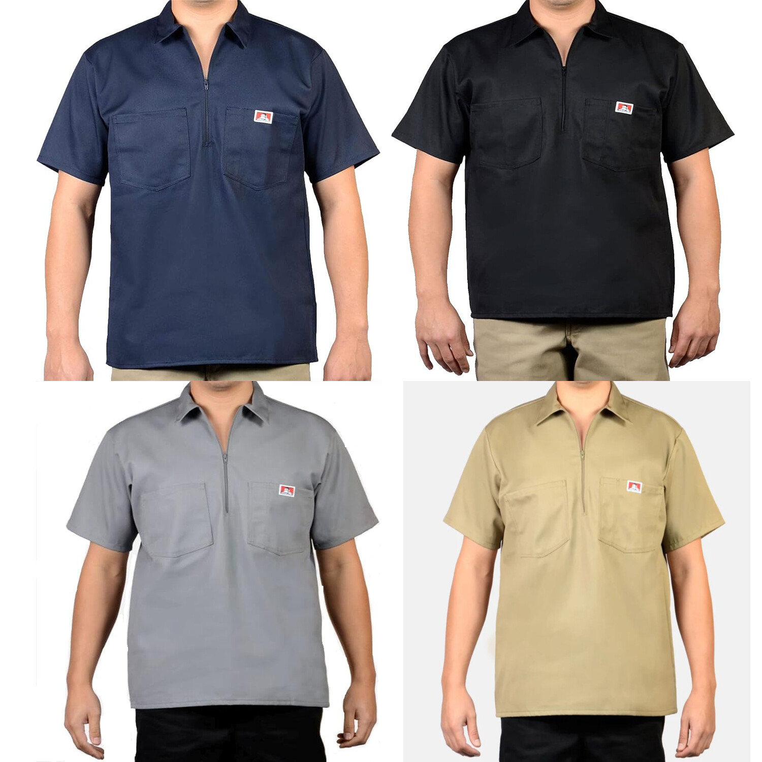 BENDAVIS Solid Short Sleeve 1/2 Zip Shirts (S to 5XL)