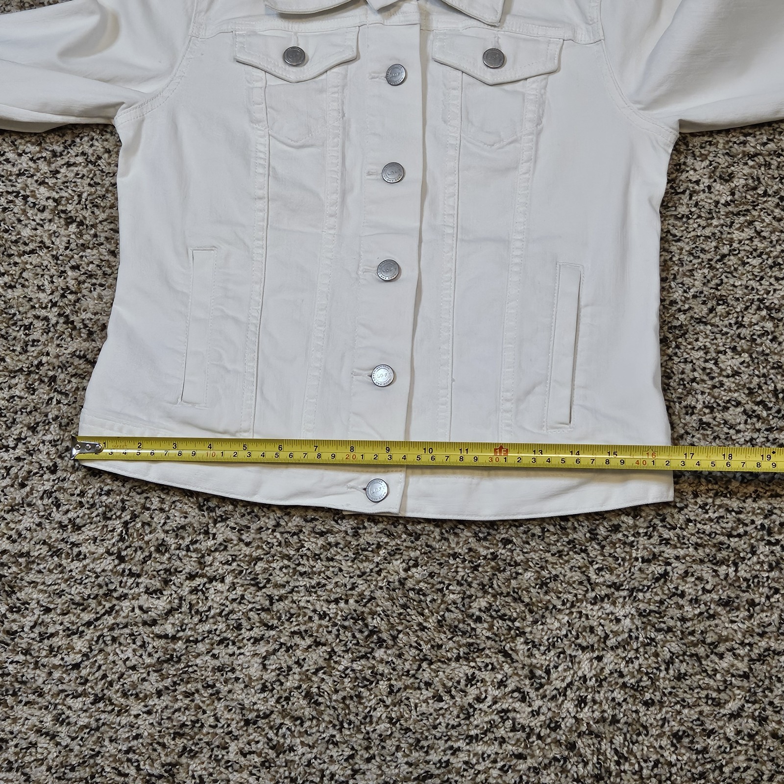 LOFT White Denim Trucker Jacket Sz. XS 4 Pockets Stretch 98% Cotton 2% Elastane