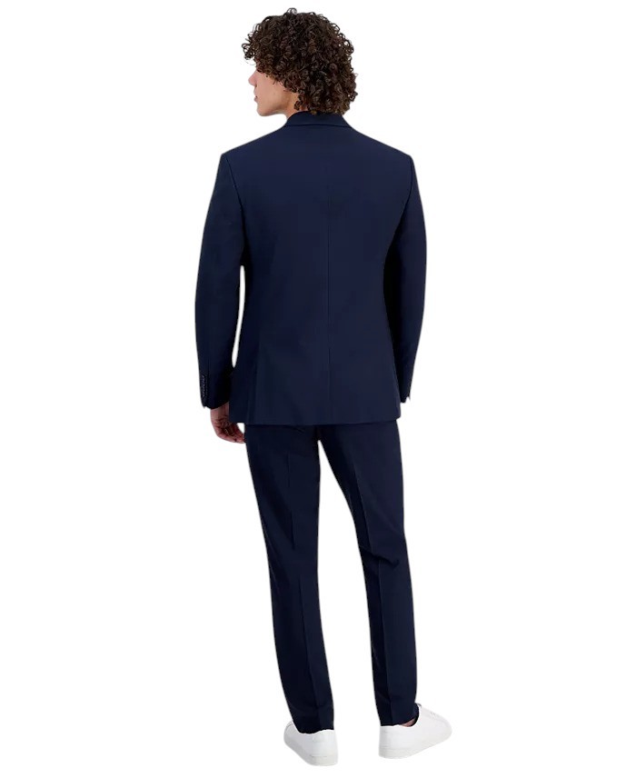 Dkny Mens Modern fit 2 Piece Suit 50 R / 44 Waist Navy Blue Solid Stretch