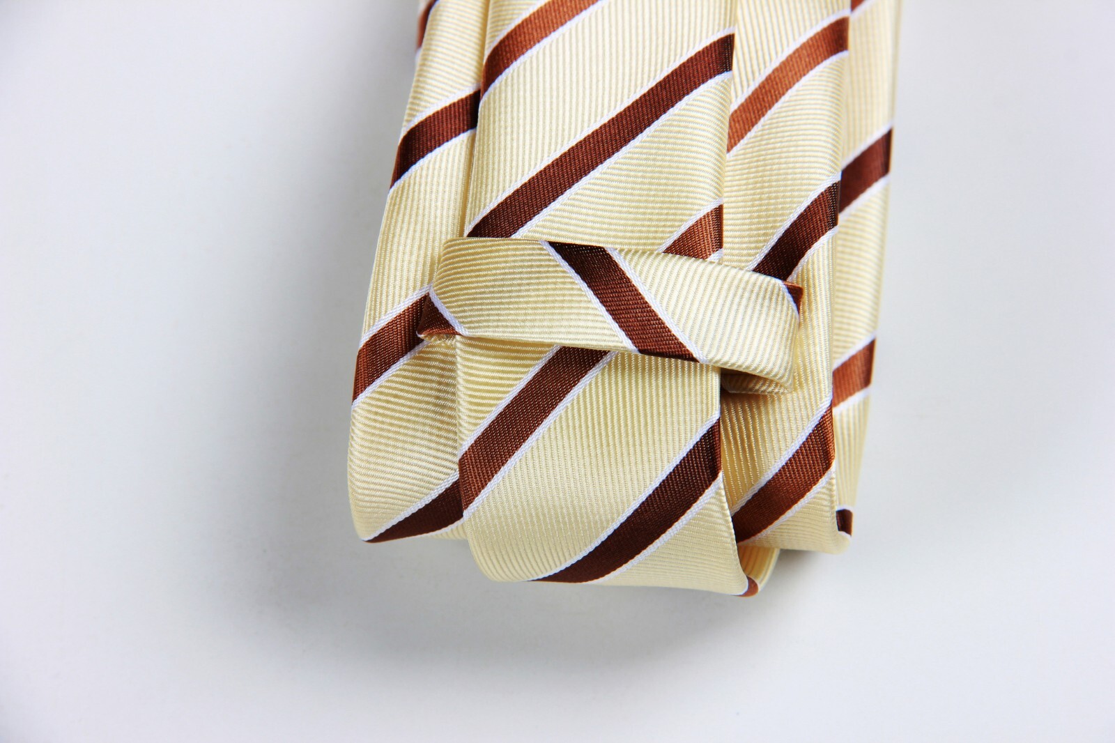New Classic Striped Beige Brown JACQUARD WOVEN 100% Silk Men’s Necktie Tie
