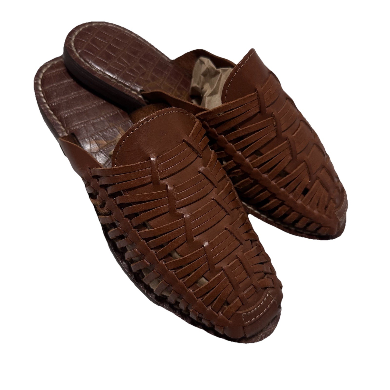 Sam Edelman Brown Woven Leather Mule Slides Fisherman Huarache Slip On Size 7