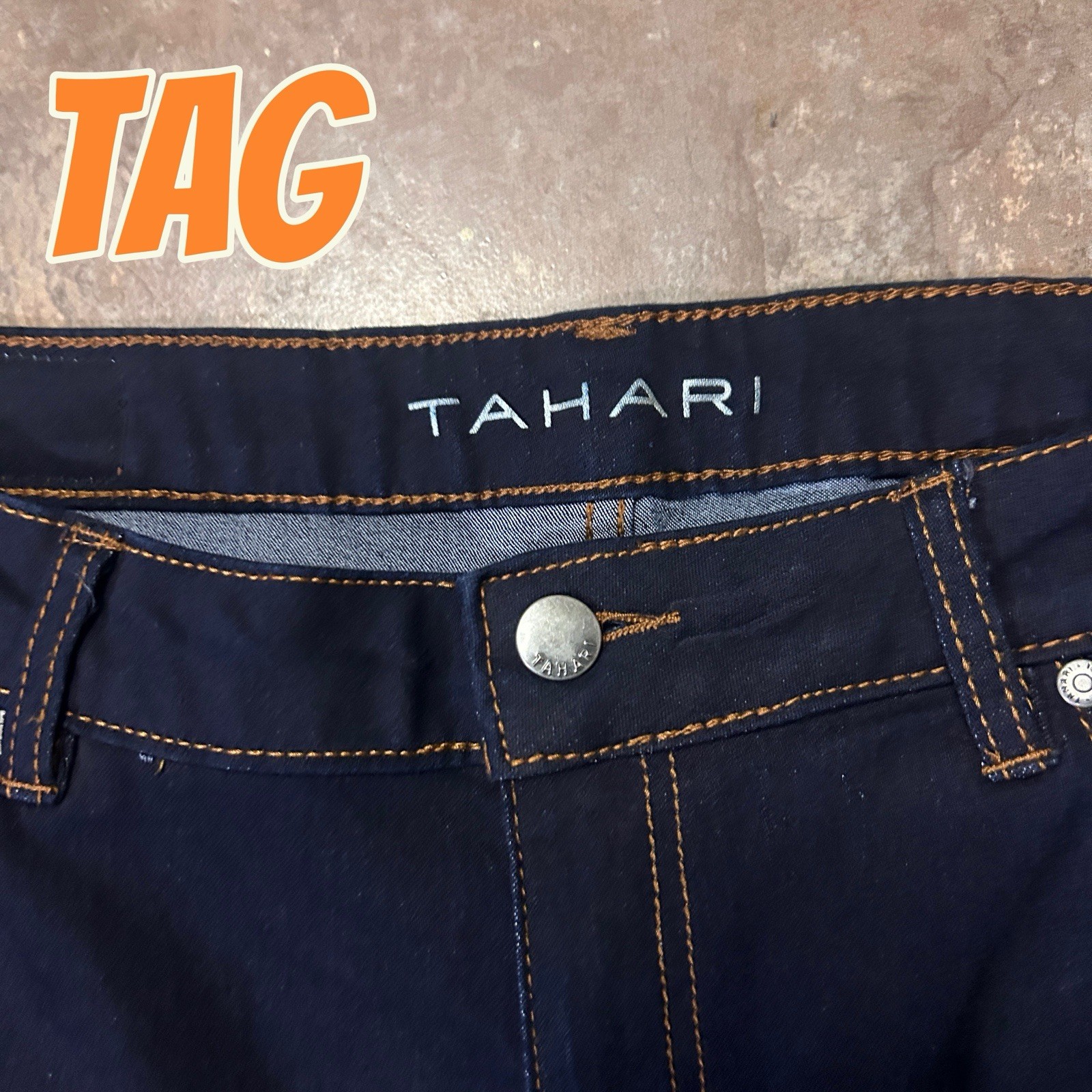 Tahari Women’s Skinny Jeans Blue Denim Dark Wash Mid Rise Stretch 5-Pocket
