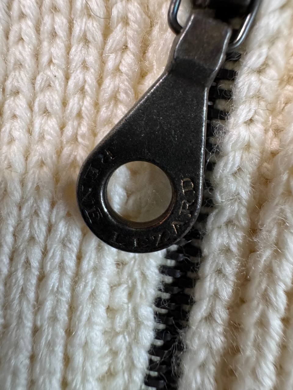 RENE LEZARD Vintage Women’s Cable Knit Cardigan Zip Up Sweater Cream Merino Wool
