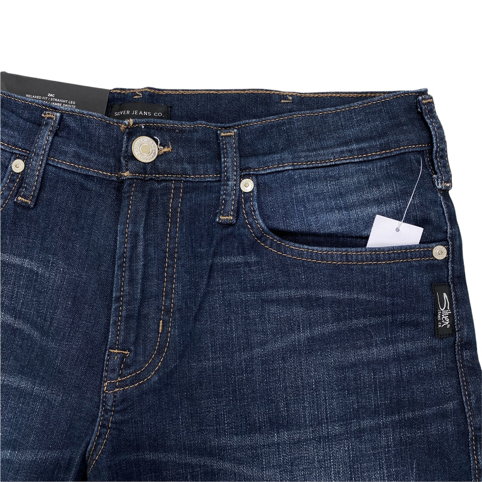 Silver Jeans Co. Zac Relaxed Fit Straight Leg Jeans Stretch Fit Indigo Wash