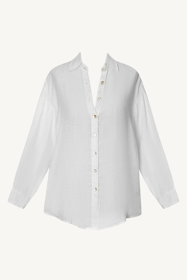 Playa Linen Boyfriend Shirt – In Bloom Colorblock EcoLinen-our best-selling.