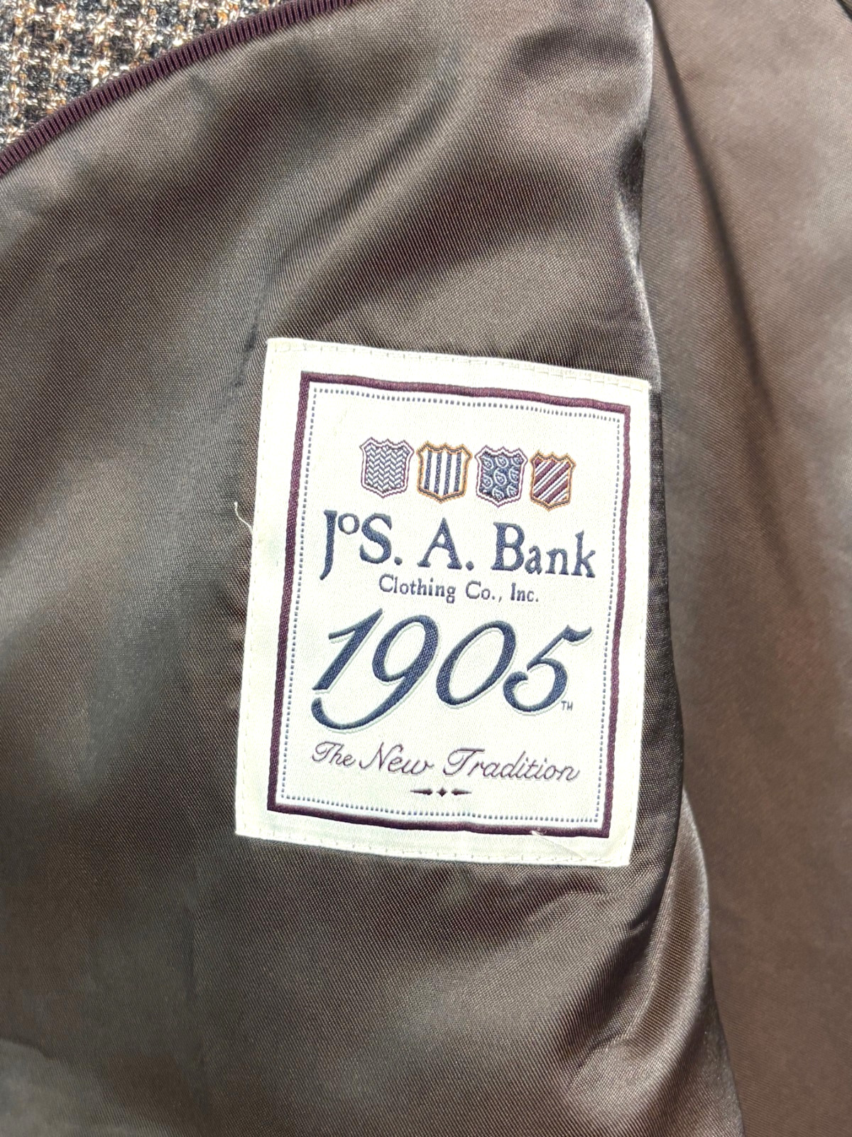 Jos A Bank 1905 48R Brown Check Relaxed Soft Shoulder Blazer Jacket Sport Coat
