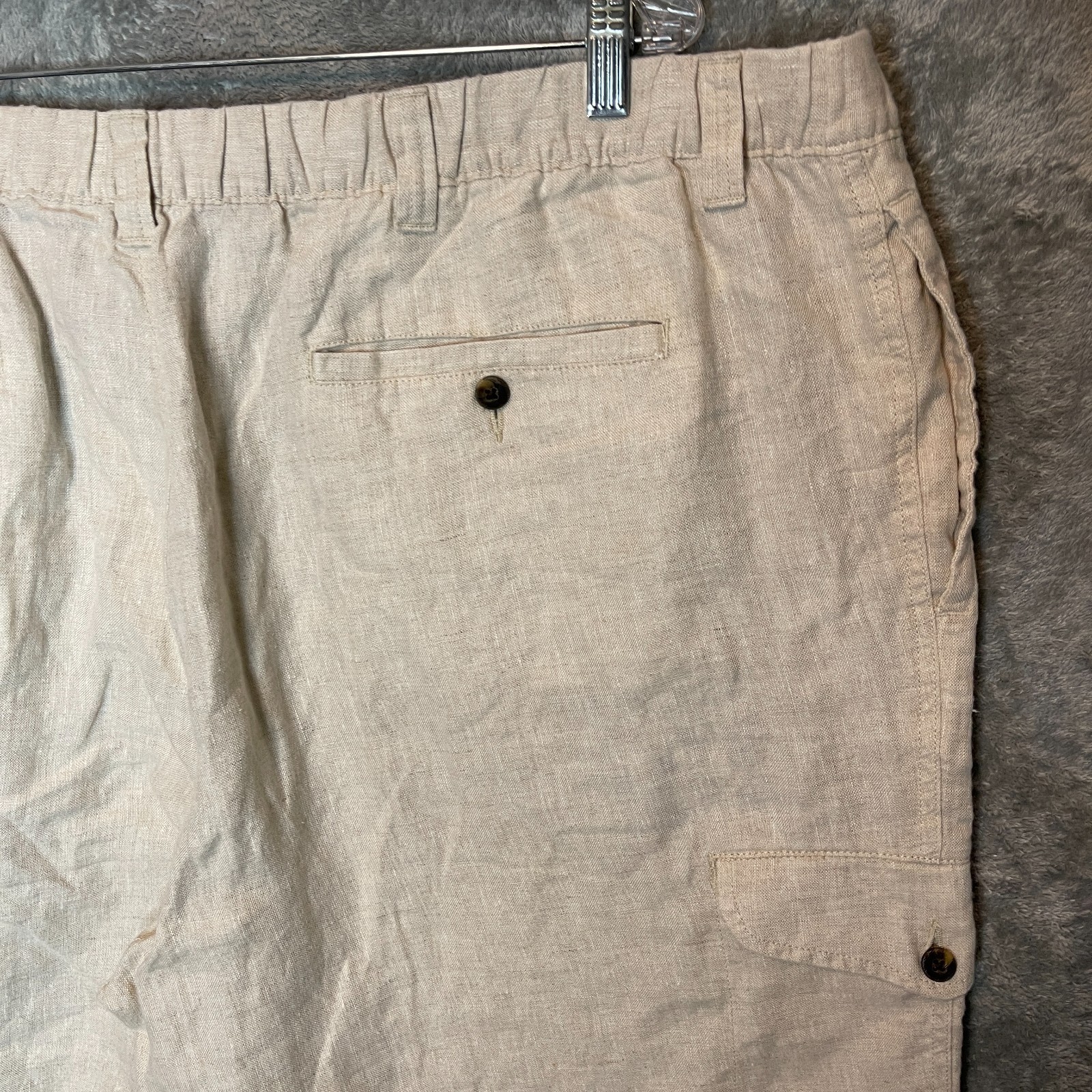 Caribbean Men Resort Beach Linen High Rise Straight Elastic Waist Pants 50×30