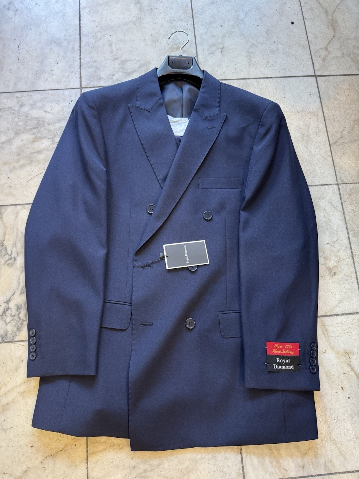 NWT ROYAL DIAMOND Men’s Blue Double Breasted Suit Size 46L