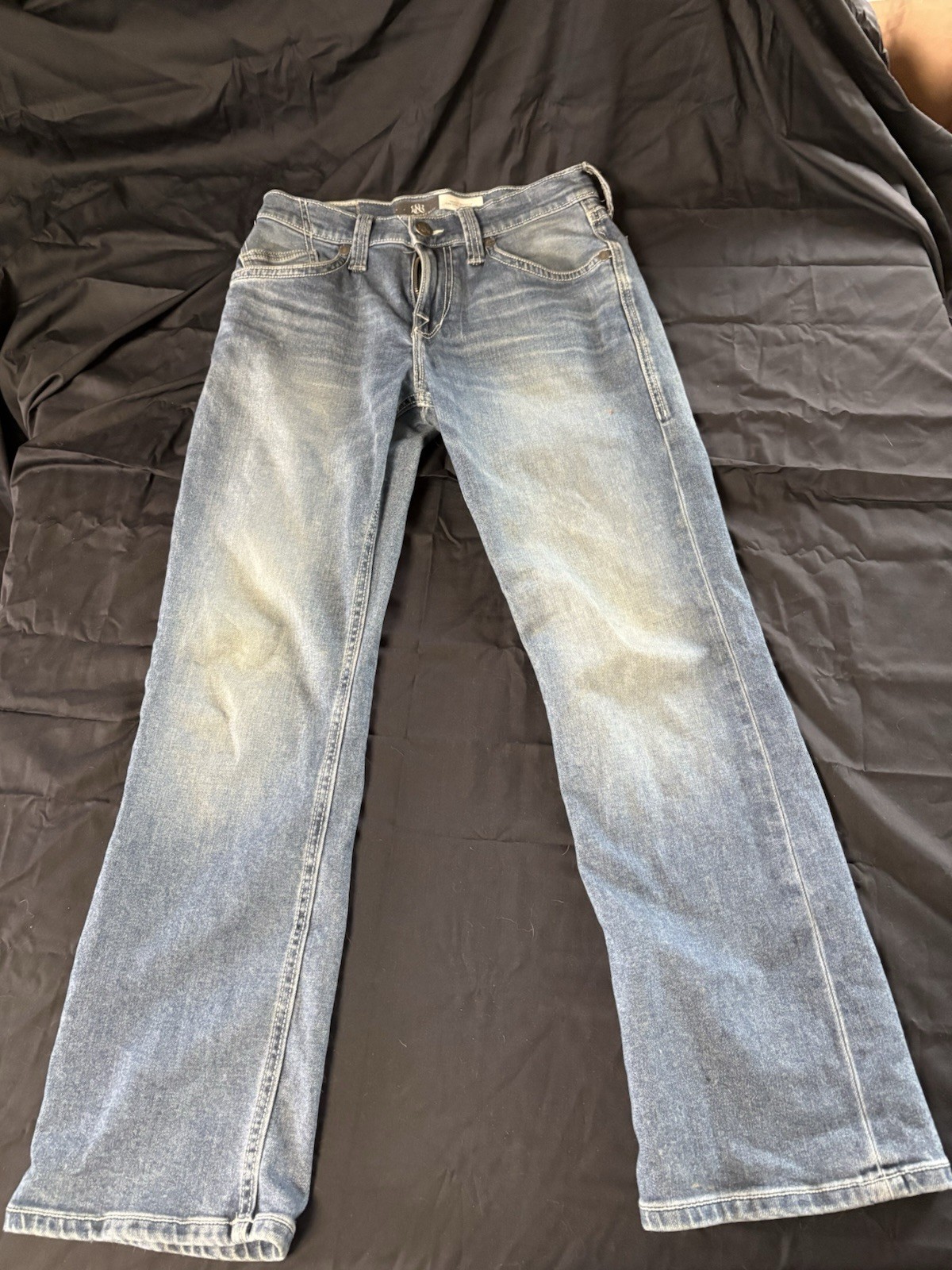 Rock & Republic Bootcut mens Jeans Blue Button Logo Zipper