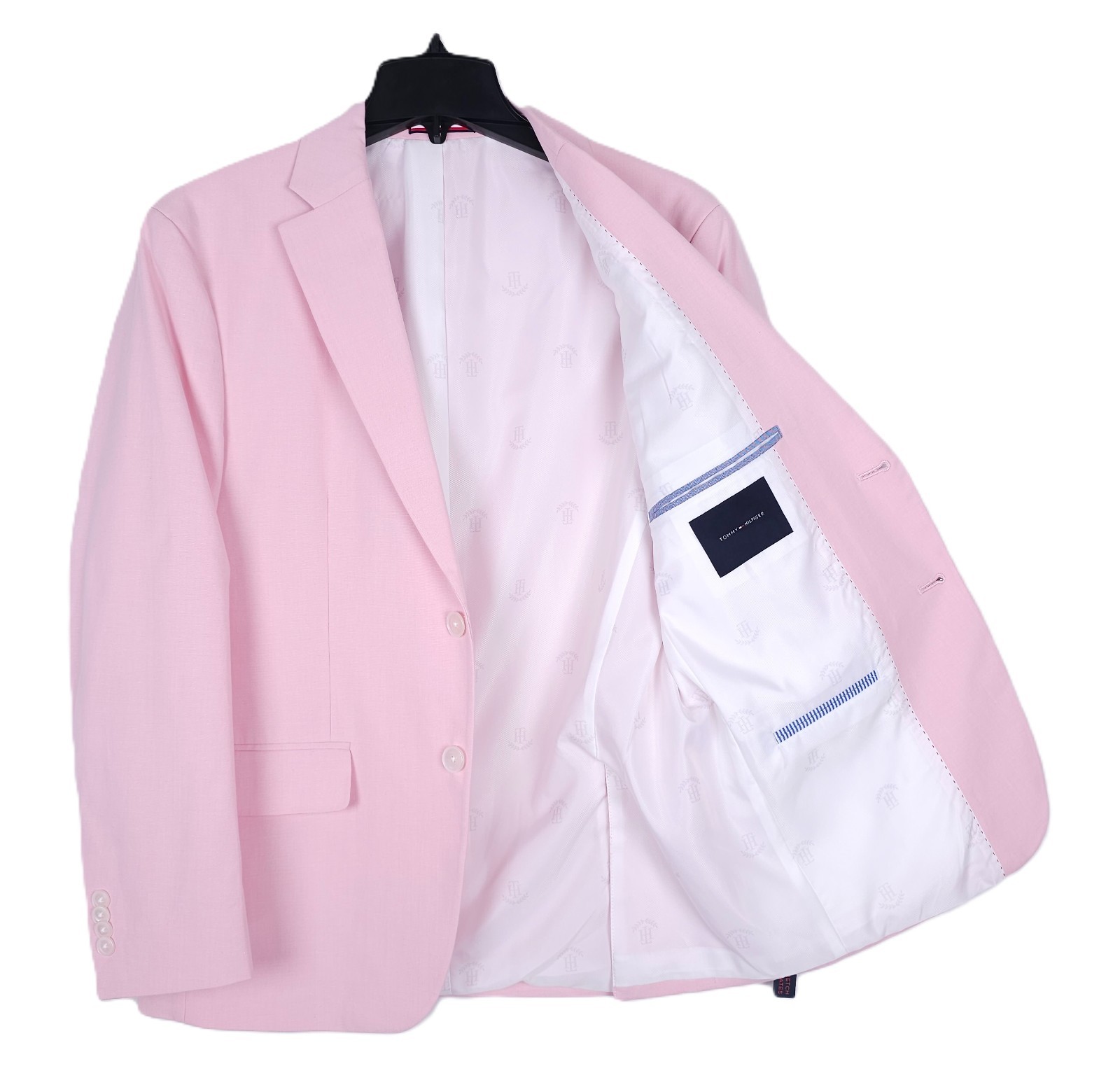 Tommy Hilfiger Mens Modern Fit Suit Jacket Blazer 42S Light Pink Solid Chambray