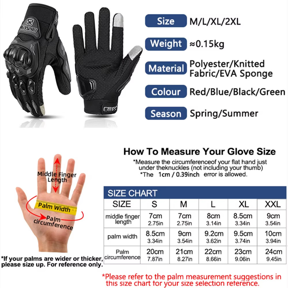 Summer Breathable Full Finger Motorcycle Gloves Non-Slip Wear-Resistant Motocros