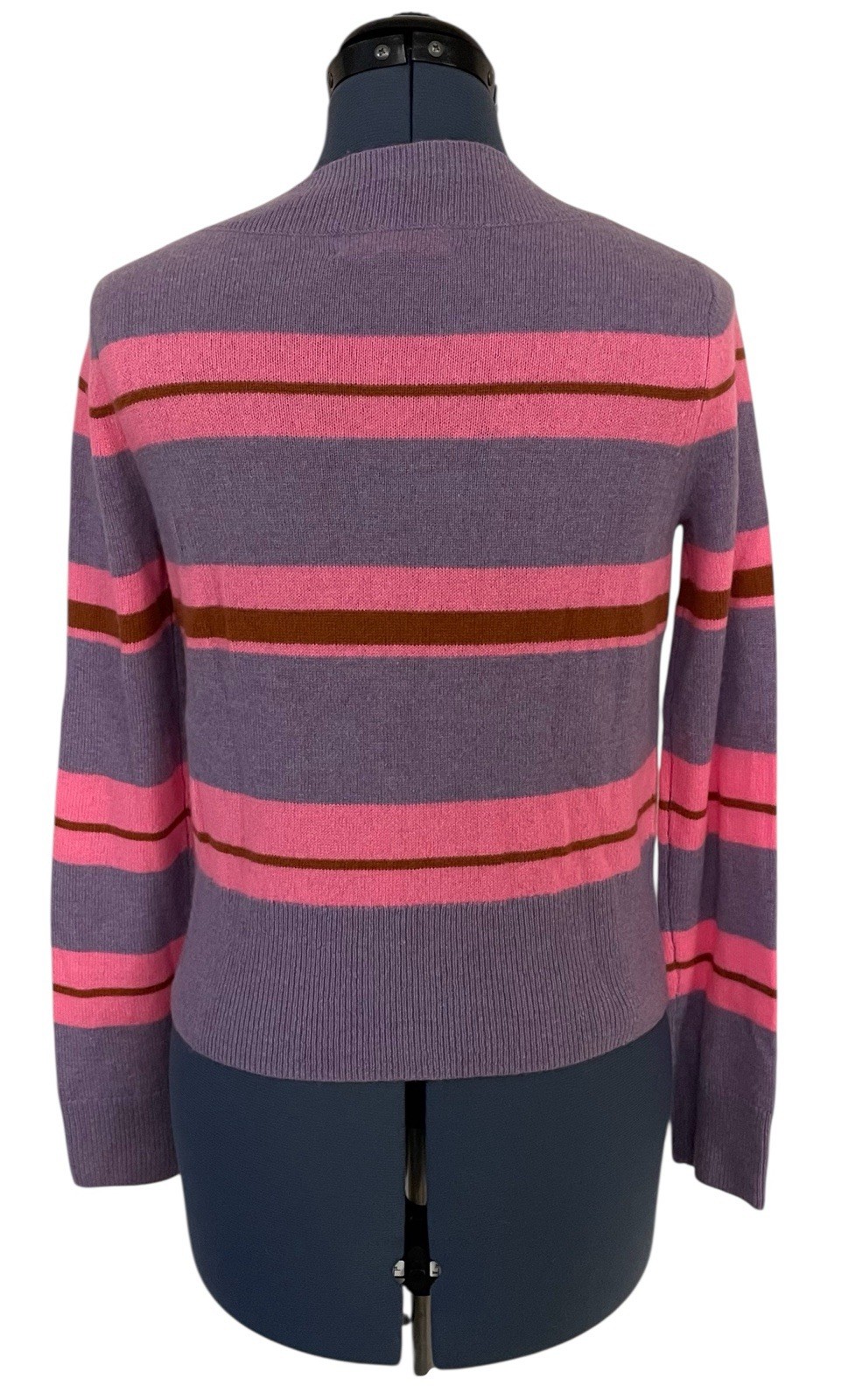 Lisa Todd Cashmere Earn Your Stripes Purple Pink Oversized Crop Sweater Prep XS