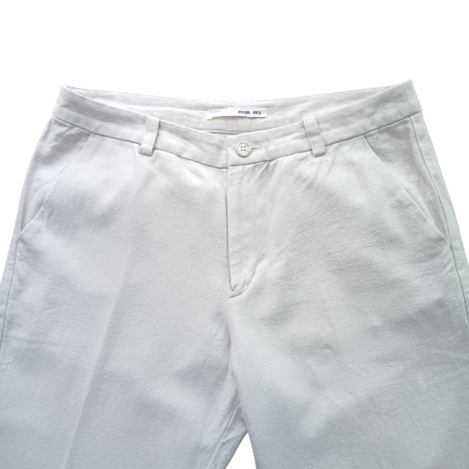 evam eva Cotton Silk Pants Ivory Off White Trousers Slub Made in Japan Minimalis