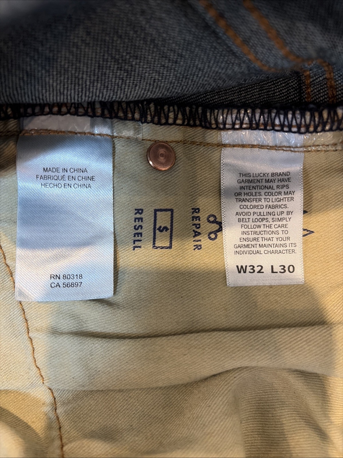 Lucky Brand 110 Slim Advanced Stretch Dark Wash Blue Denim Jeans Men’s 32×30