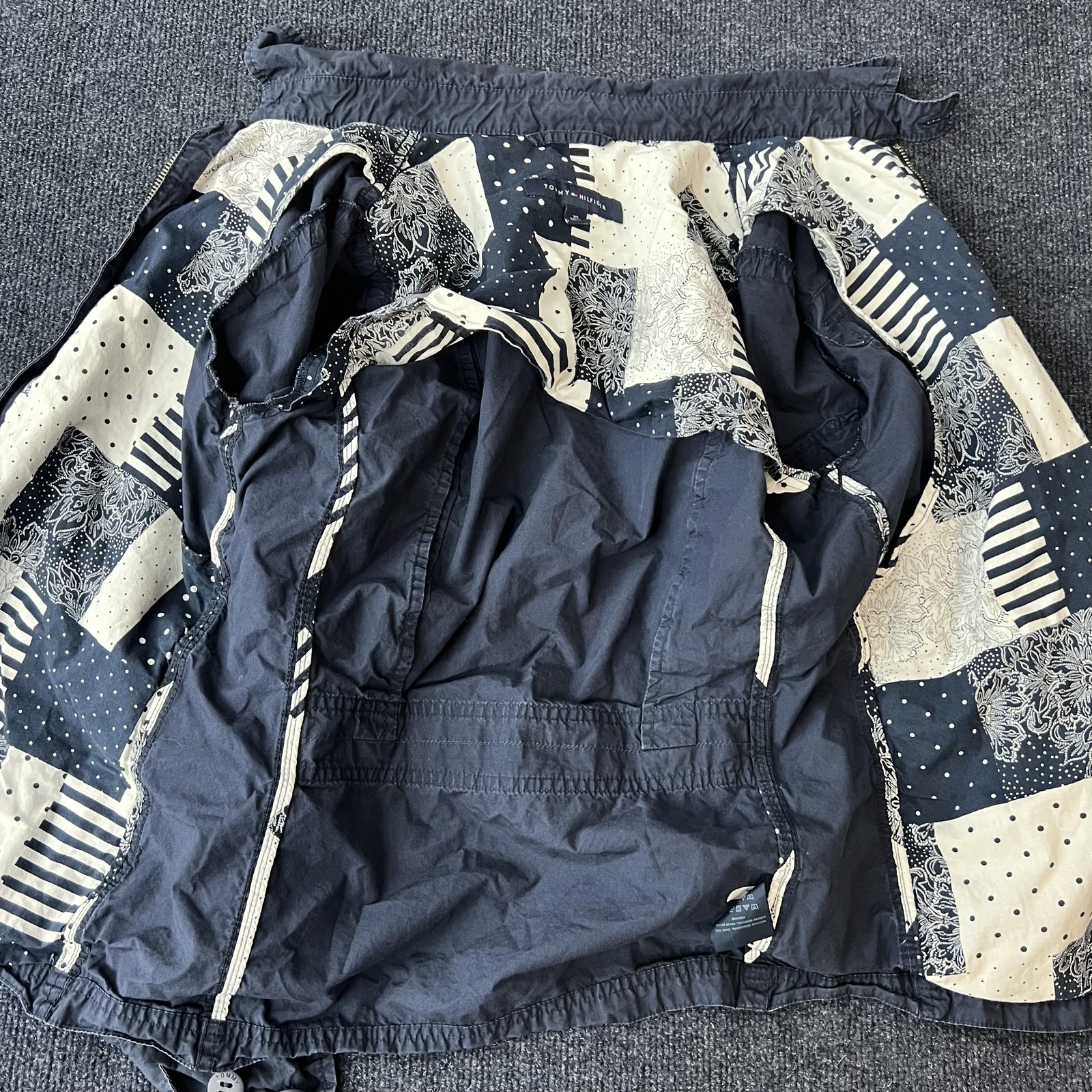 Tommy Hilfiger Jacket Womens XS Blue Cotton Twill Military Utility Zip Lined