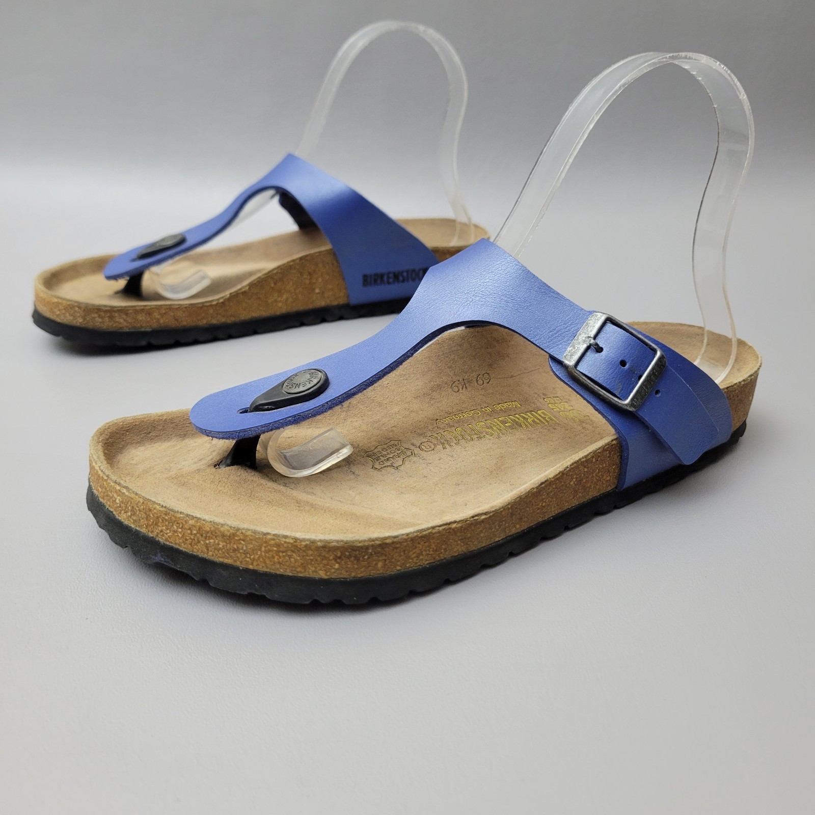 Birkenstock Birko Flor Gizeh Sandals Size 7 EU 38 Blue Yellow Bottom Vintage