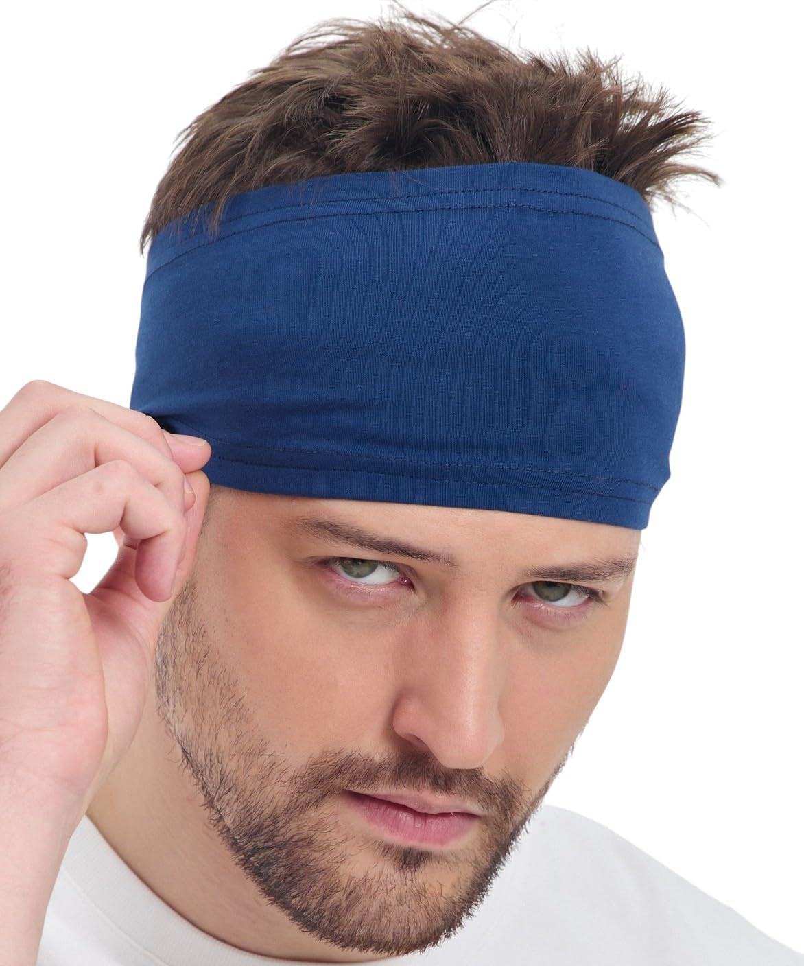 Wide Sweatbands for Men and Women ⭐Non Slip Workout Headband⭐Breathable Cotton