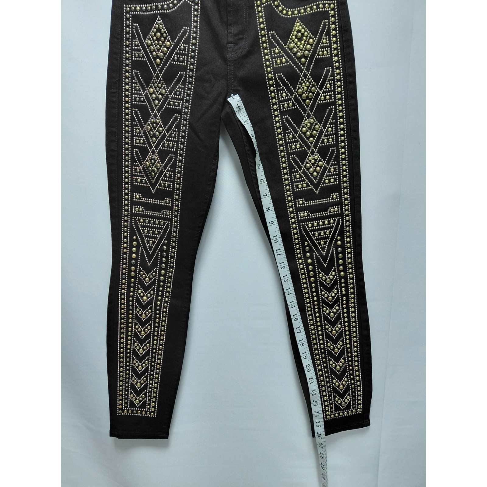 for all mankind Embellished Black Skinny Jeans Mid (10-12 in) Slim Women