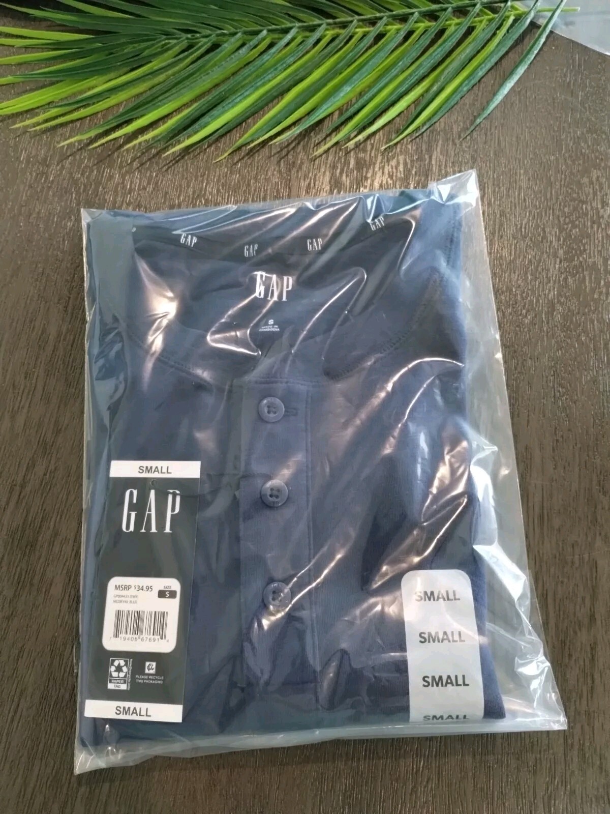 GAP Men’s Soft Slub Henley T-shirt (Size Small) Navy Blue Tee MSRP $34.95