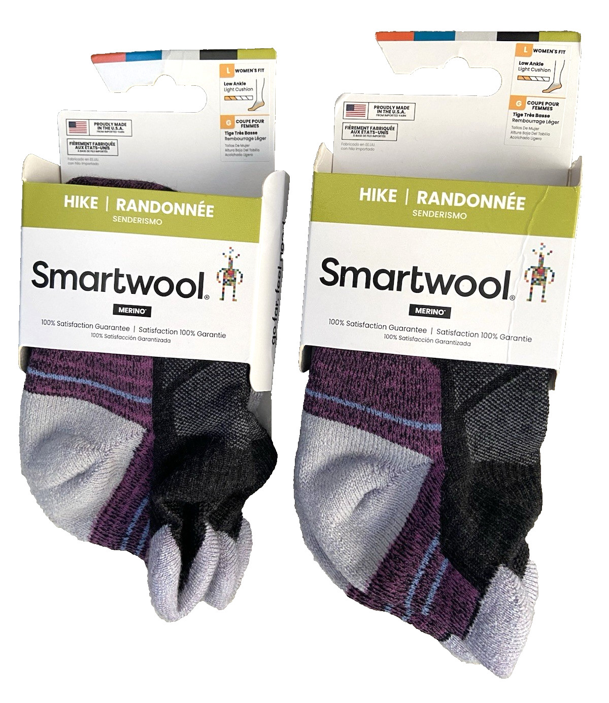 Lot of 2 pairs Smartwool Hike Low Ankle Socks Light Cushion Sz L Large 10-12.5