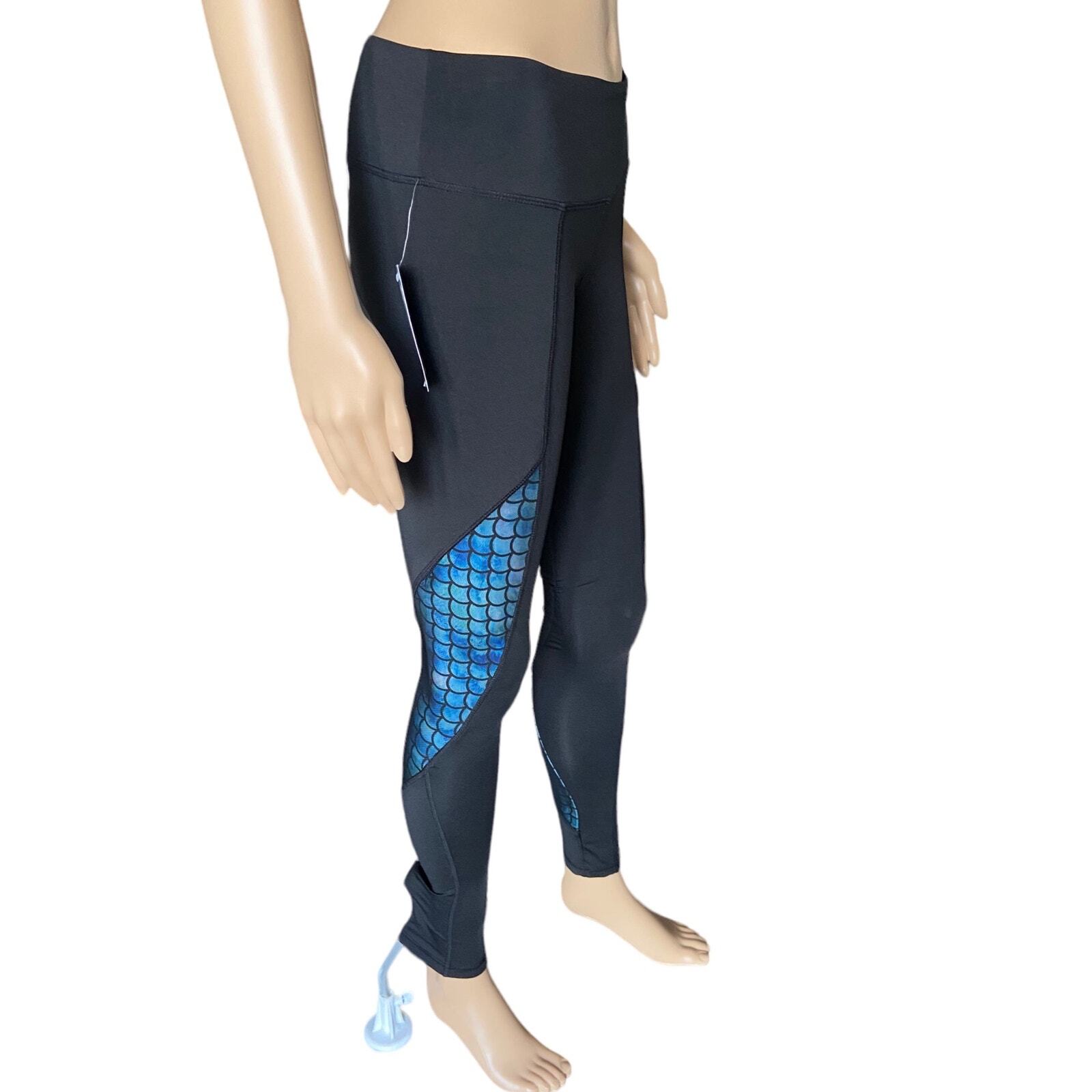 Fin Fun Black and Blue Mermaid Leggings Size XS