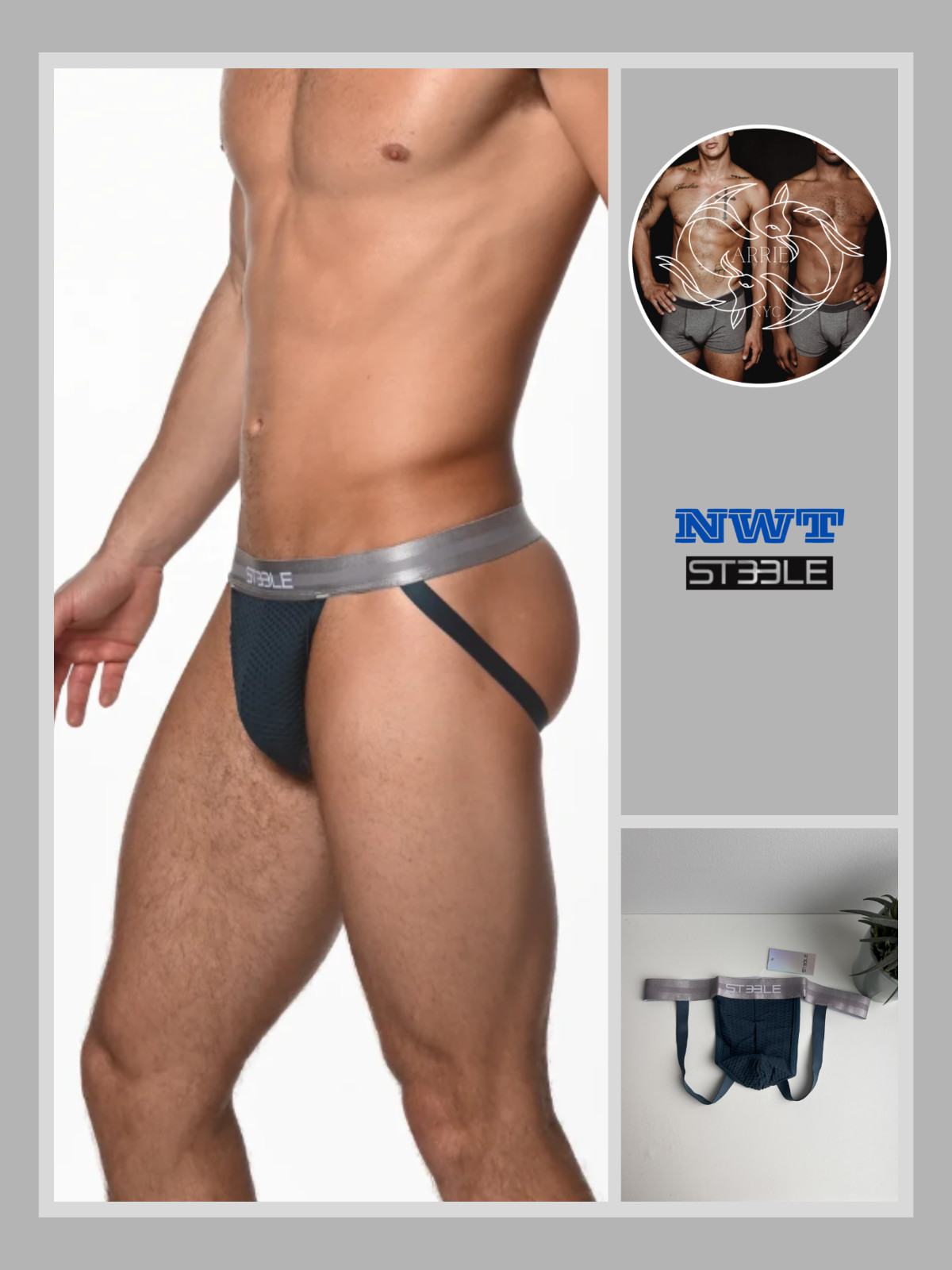 ST33LE – Petrol Nylon Elastane Diamond Mesh Jockstrap (L)