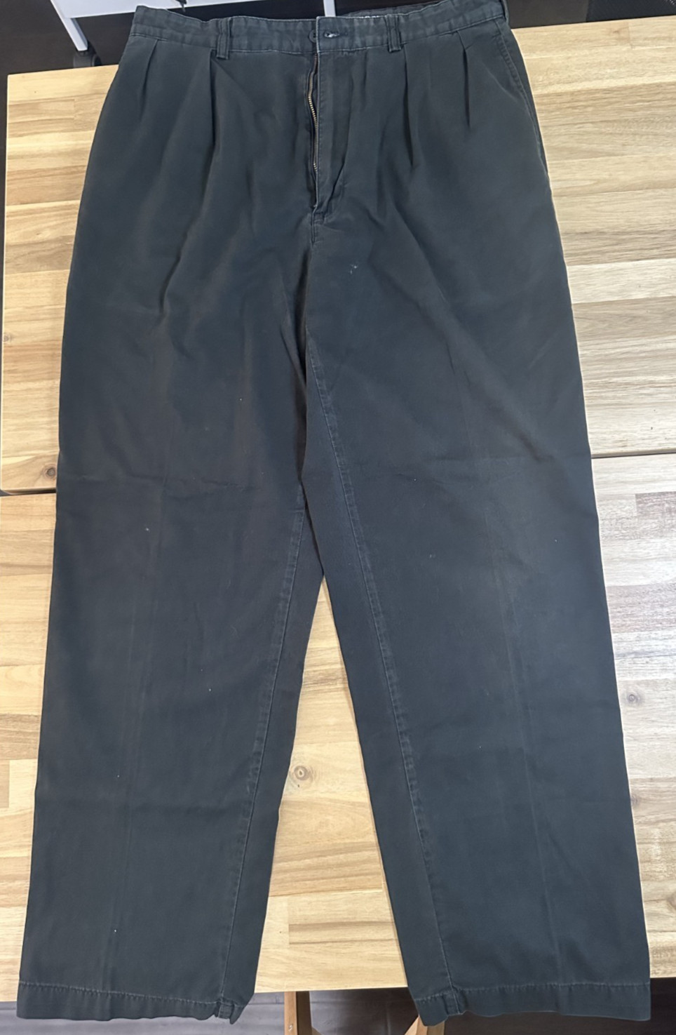 Vintage Polo Golf Ralph Lauren Pleated Chino Pants Mens 34×32 Black Tartan Patch