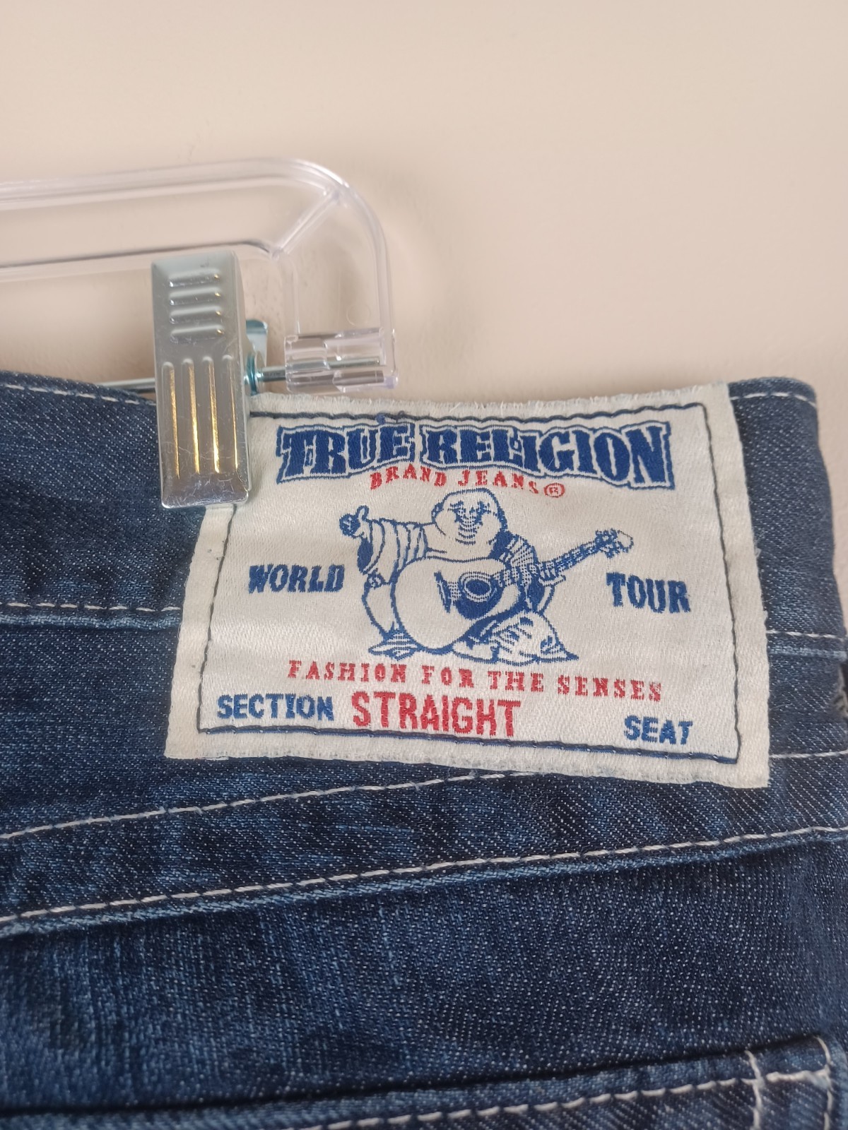Rare True Religion Straight Flap Jeans Mens 40×35 Thick Stitch Streetwear READ