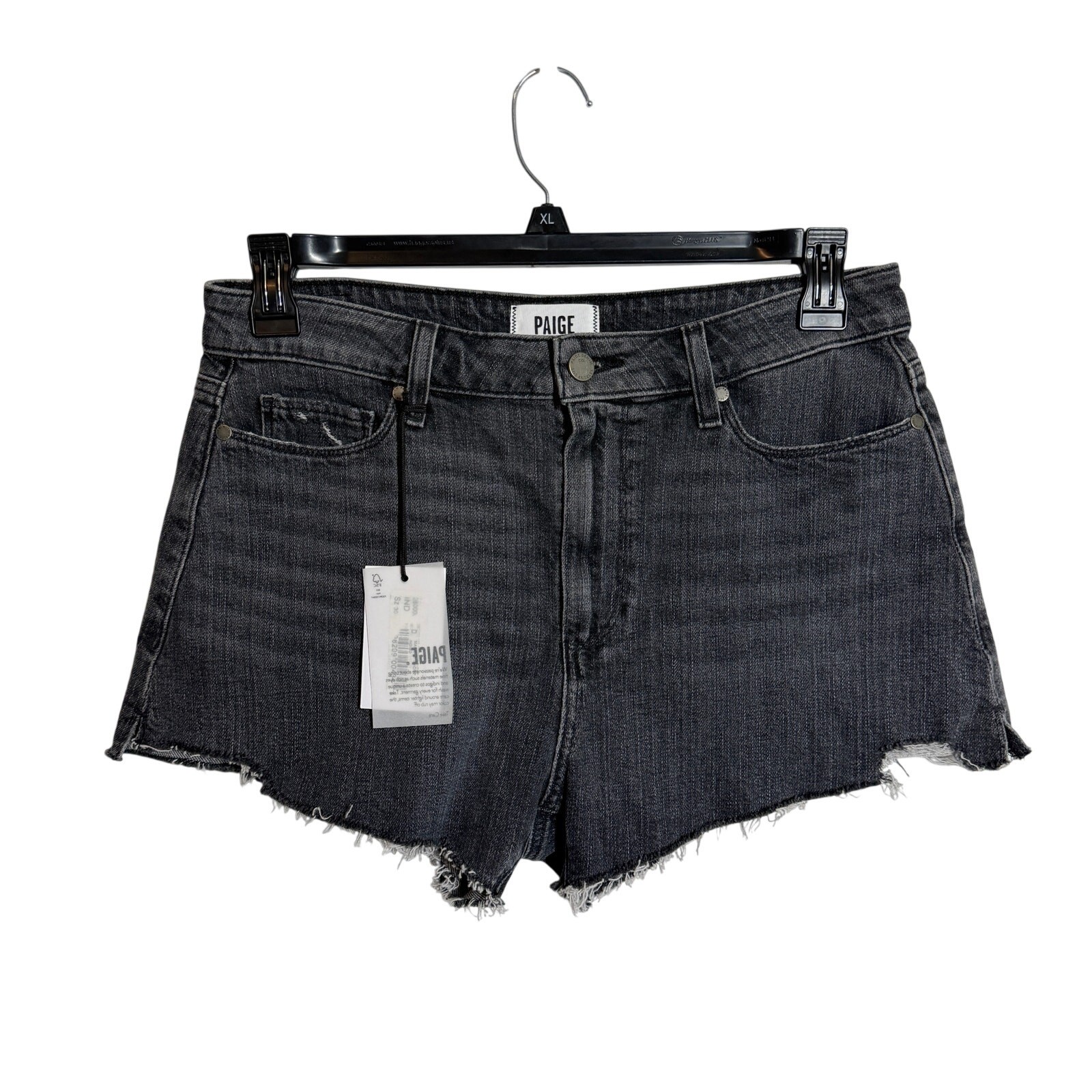 PAIGE Margot High-Rise Distressed Denim Shorts black size 30 NWT raw hem cutoffs