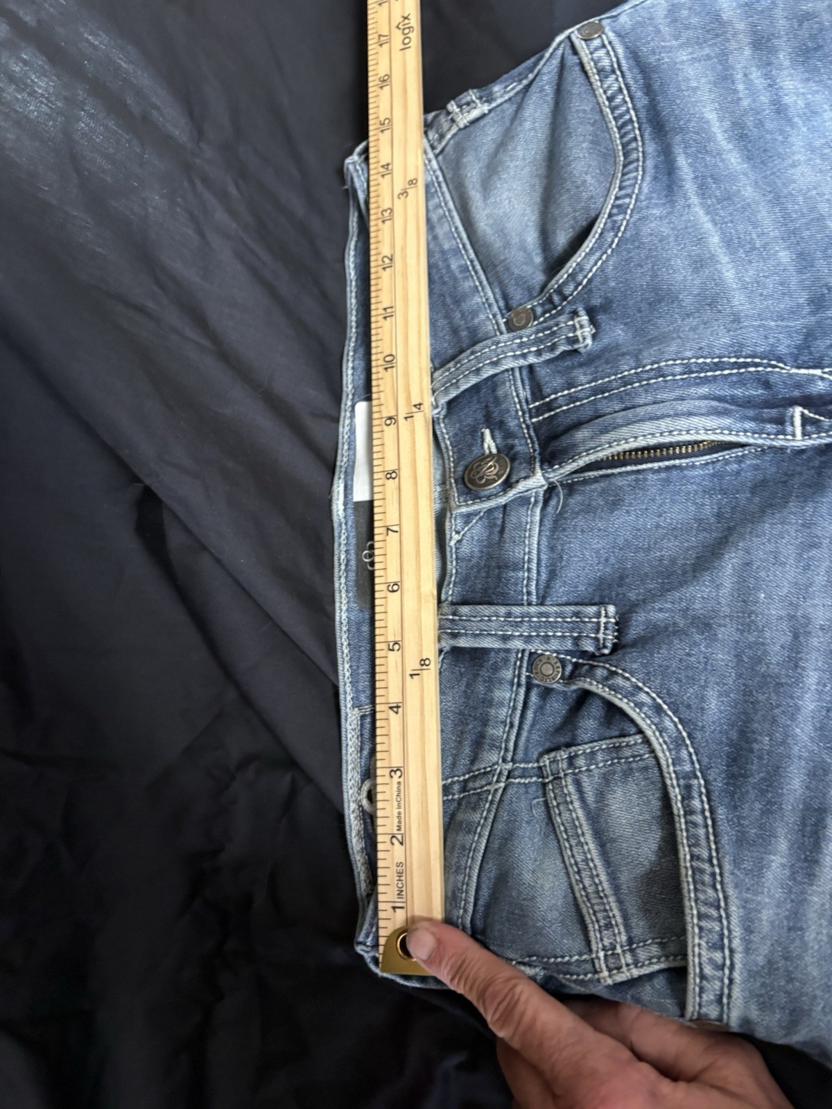 Rock & Republic Bootcut mens Jeans Blue Button Logo Zipper