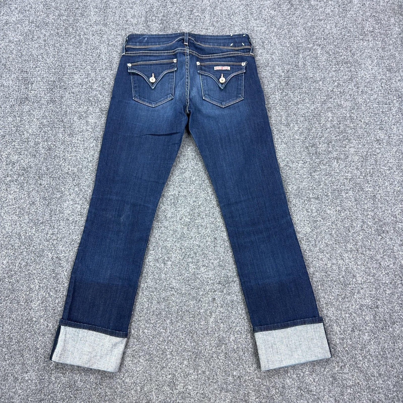 Hudson Ginny Crop Straight Jeans Womens 27 Blue Mid Rise Cuffed Stretch Denim