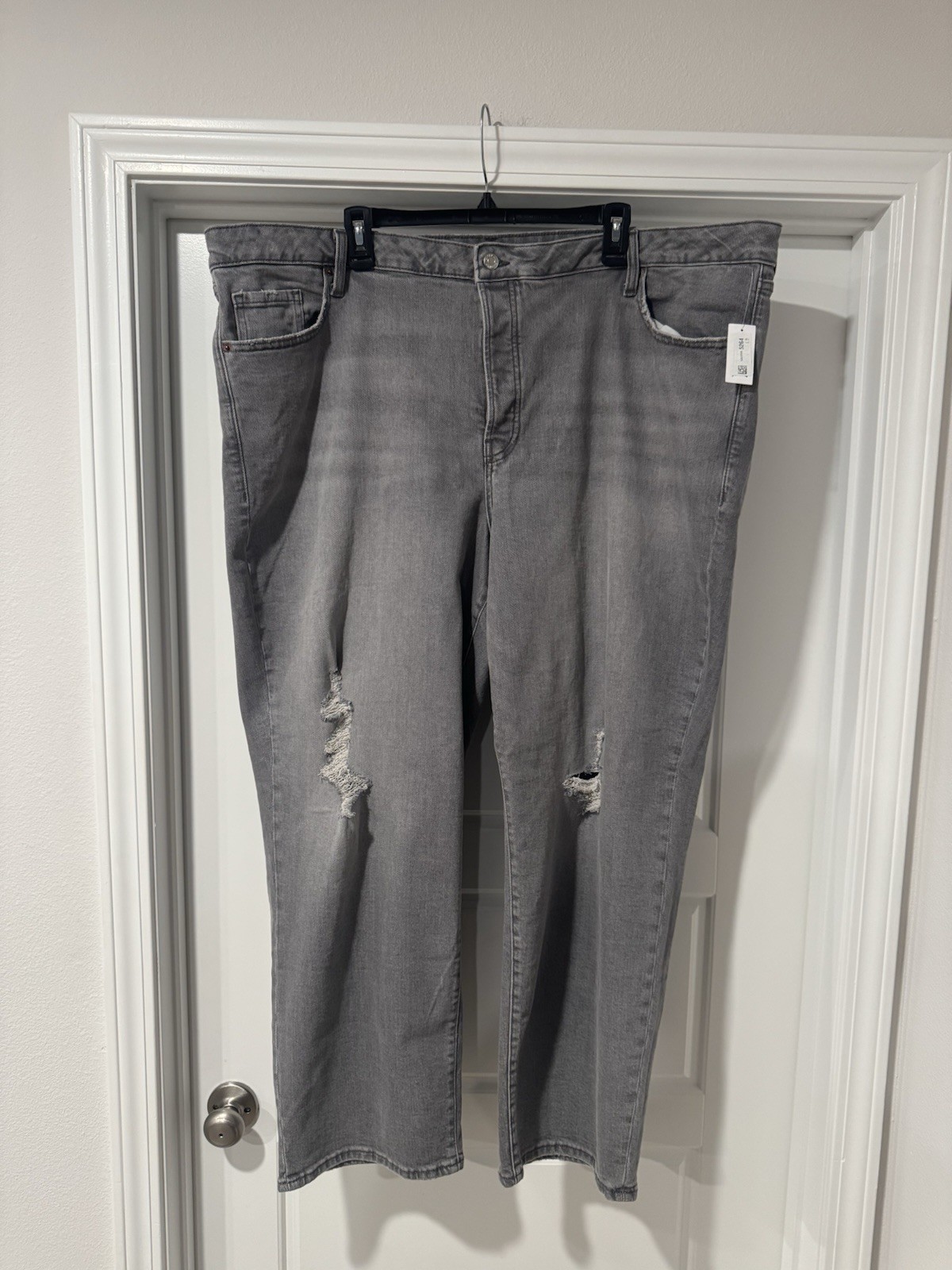 Old Navy High Rise Loose Straight Distressed Secret-Smooth Pockets Gray Jeans