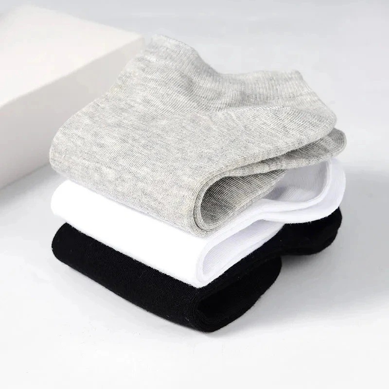 5pairs Mens Socks Boat Black Business Solid Color Breathable Comfortable Highly