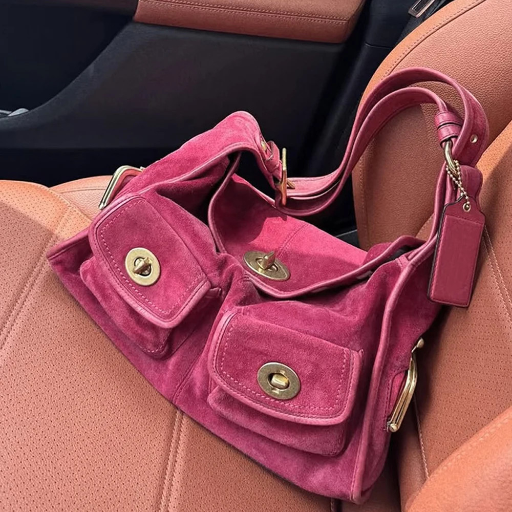 Vintage Suede Womens Shoulder Crossbody Tote Bag Large Capacity