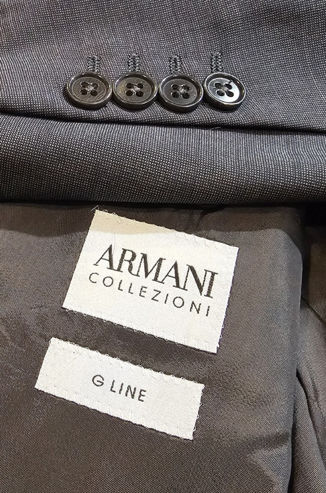 Armani Collezioni G Line Dual Vent Wool Stitched Lapel Taupe Blazer Jacket 42R