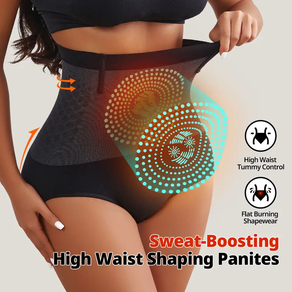 Women High Waist Abdomen Control Panties Magnetic Therapy Body Shaping Underwear