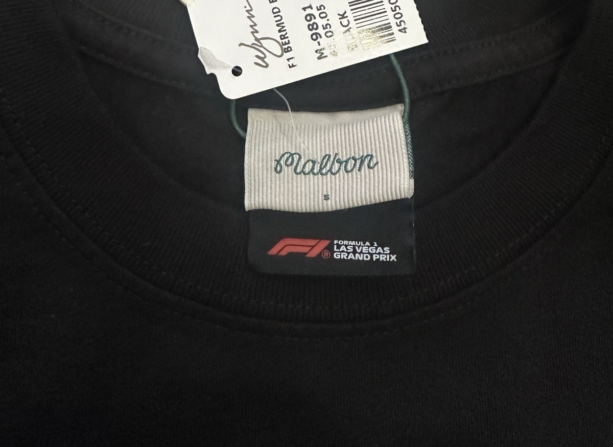 NWT Malbon Golf Las Vegas Formula 1 F1 Grand Prix Black T Shirt Size Small Wynn