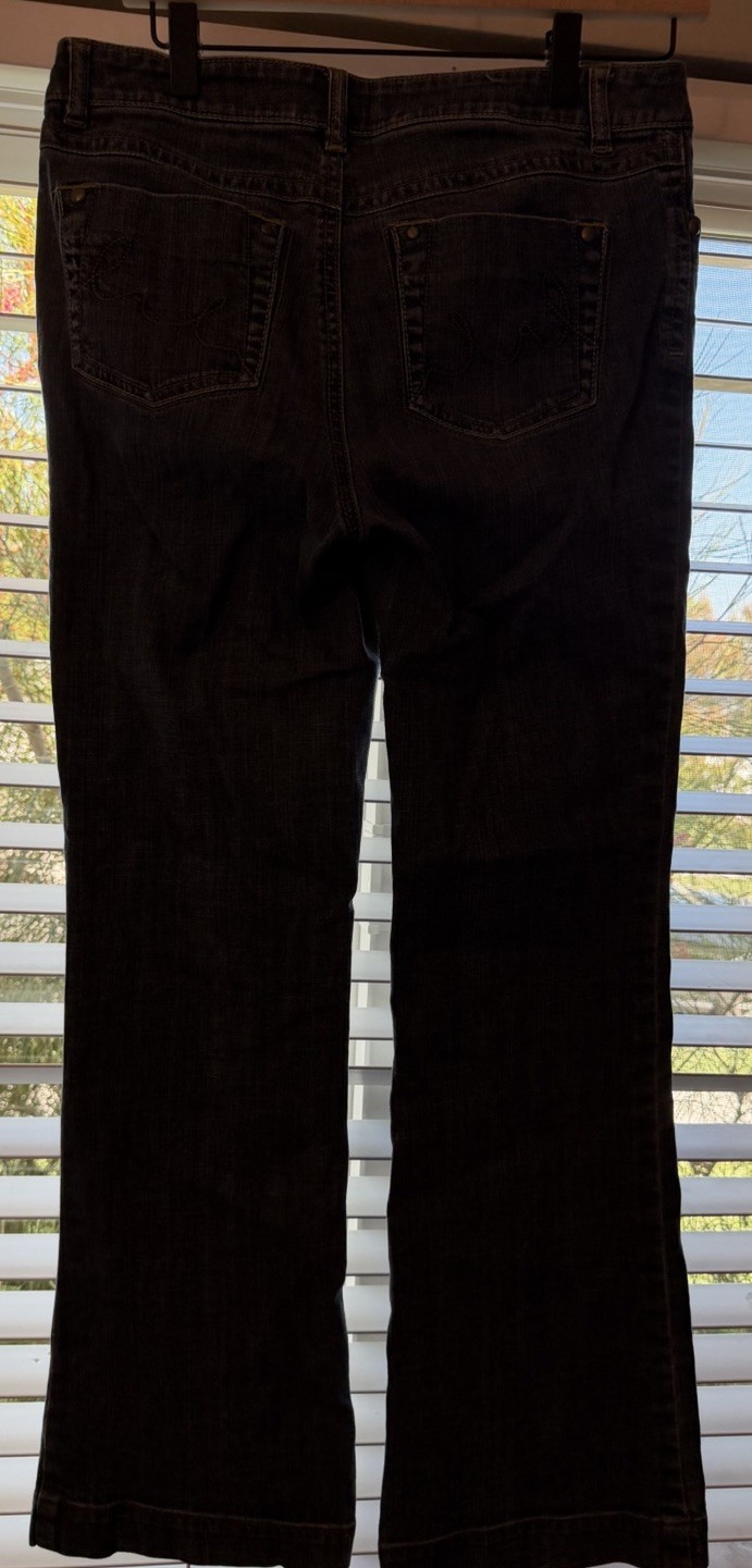 CAbi Women’s Bootcut Jeans Blue Denim Solid 5-Pocket Zip Button Fly Size 6