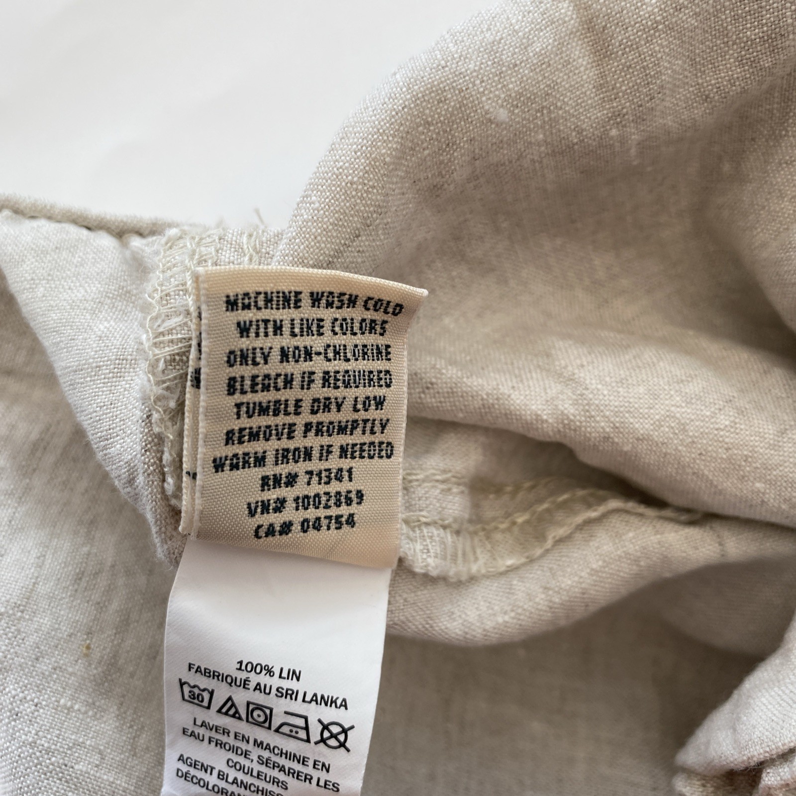 L.L. Bean Linen Ivory Trousers Size 26W – Waist 46in Wide Leg Boho Lagenlook