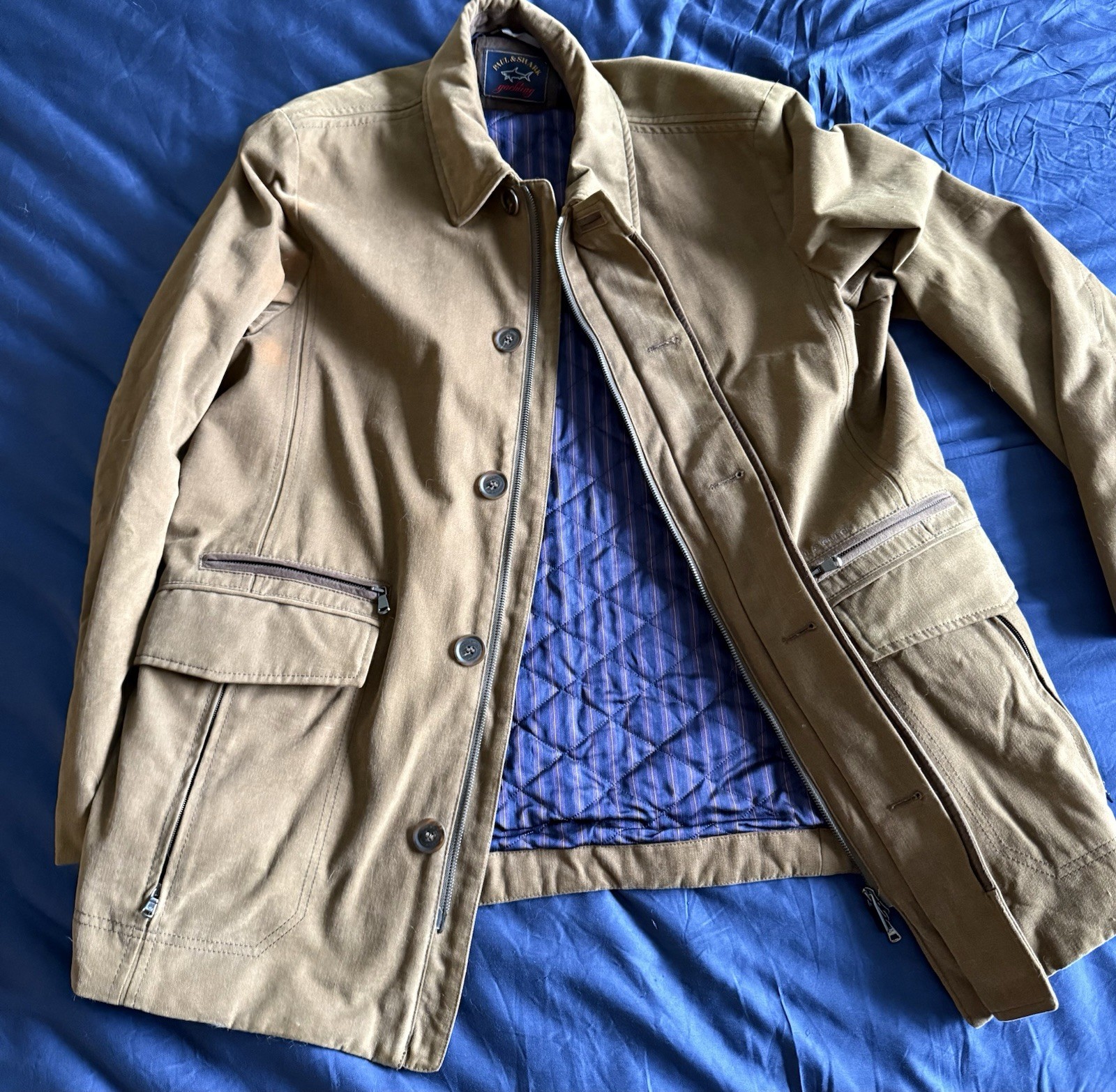 Paul & Shark Yachting Italy Jacket Brown Tan L Zip/Button