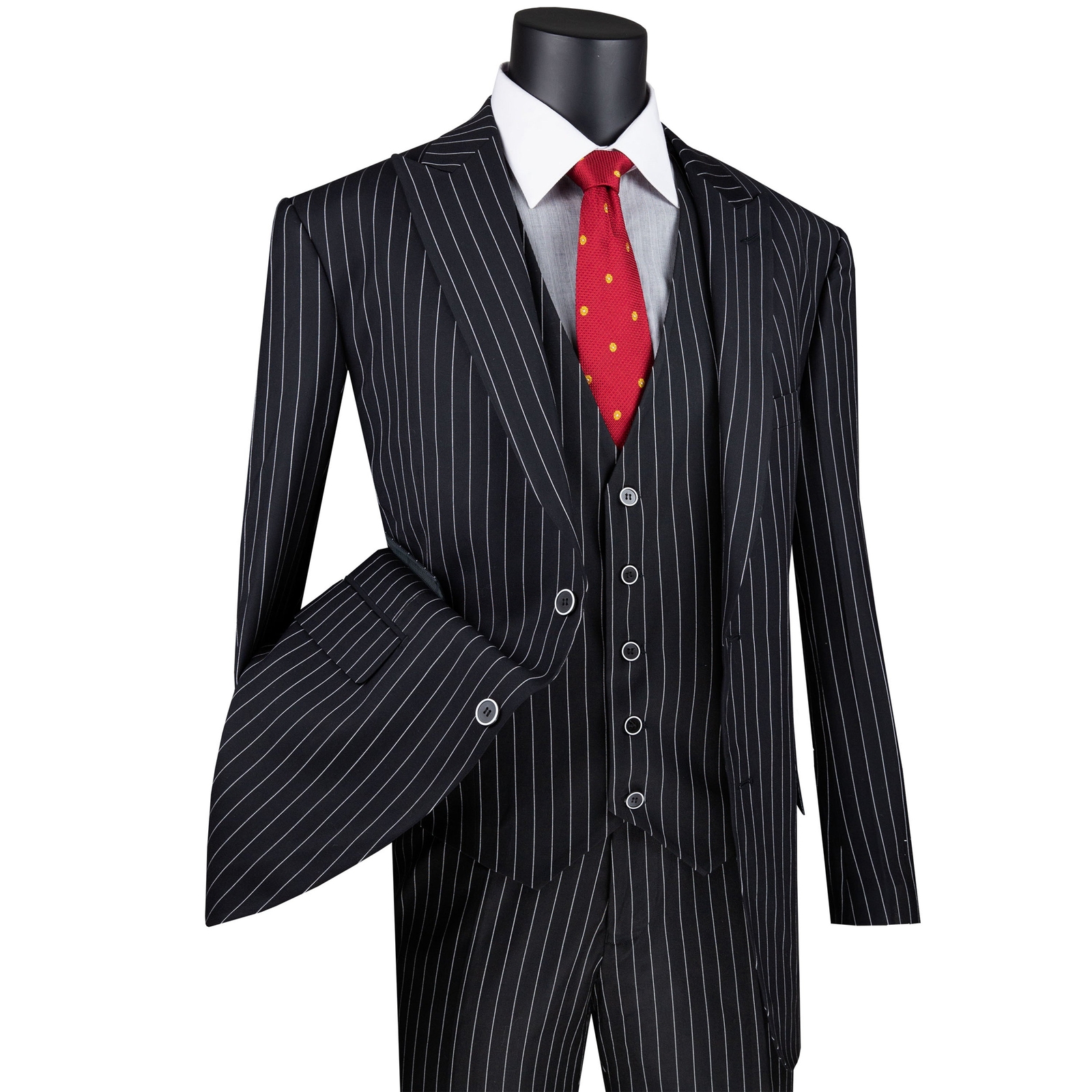 VINCI Men’s Gangster Stripe 3-Piece Suit 38S-62L, 3 Colors, Classic-Fit – NEW