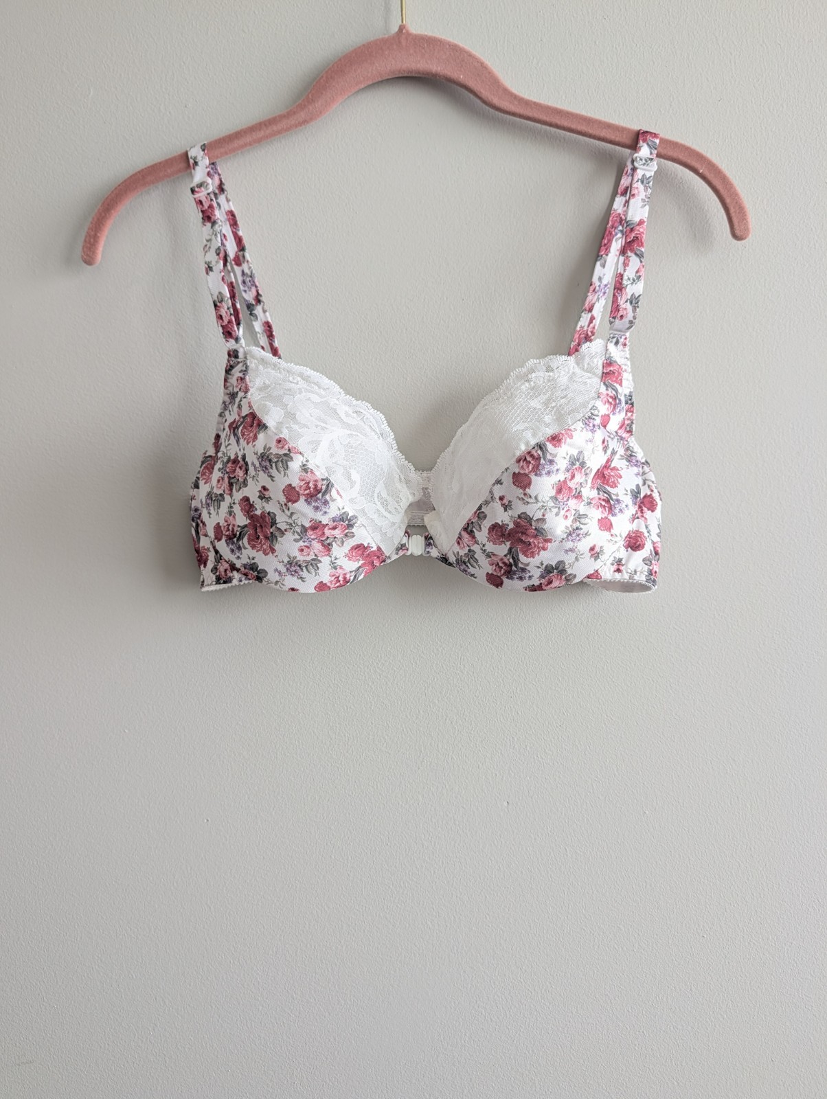 Vtg Maidenform Sweet Nothings Front Close Underwire Bra 36C #6887 Lace Floral