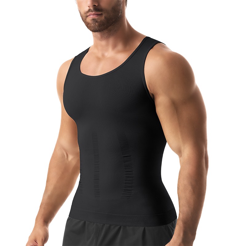 Mens Slimming Body Shaper Belly Chest Compression Vest Girdle T-Shirt / Tank Top